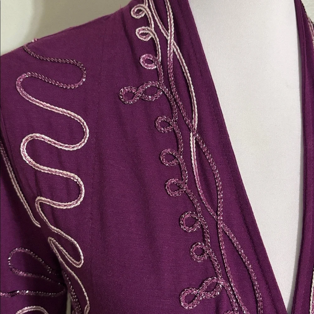 Investments Cardigan Deep Purple Embroidered